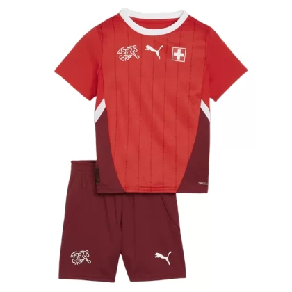 Kinder Fußball Trikot Trikotsatz Schweiz Euro 2024 Heimtrikot EM 24-25 in Rot